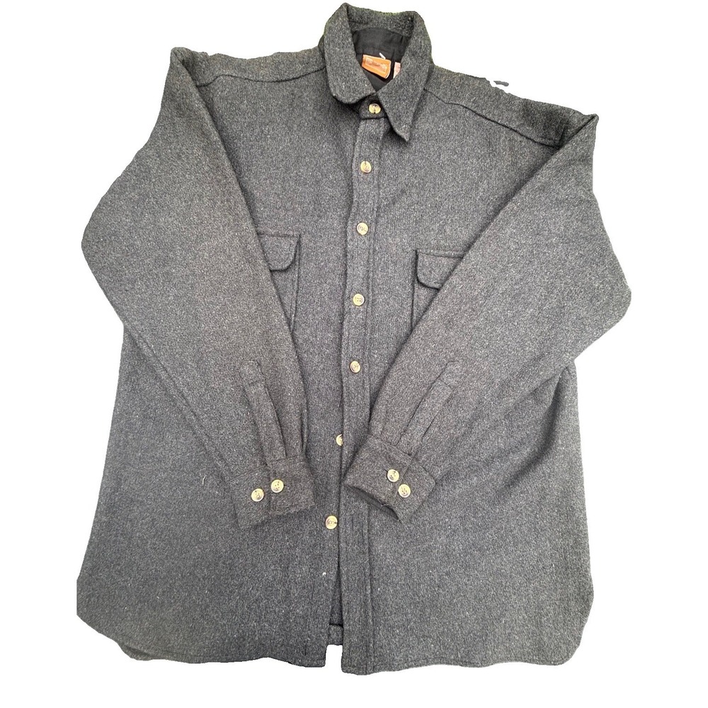 Fargo Shirt Jacket Shacket Mens Medium Dark Gray Wool Blend  Lined Vintage